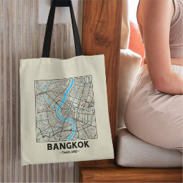 Bolsa Tote Bangkok, Thailand, City Map Tote Bag