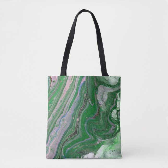 Bolsa Tote Banheira de Abstrato de Flauffy Verde de Half Ring (Frente)