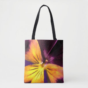 Bolsa Tote Banheira de Abstrato de Flor Amarelo Roxo