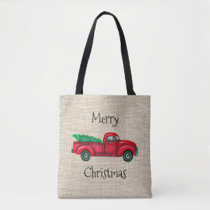 Bolsa Tote Banheira de Árvore de Natal de Caminhão Vermelho V
