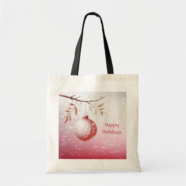 Bolsa Tote Banheira de Banheiras de Natal decorativa rosa (Frente)
