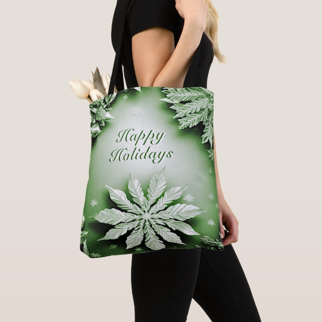 Bolsa Tote Banheira de Natal de Férias Verdes (Close Up)