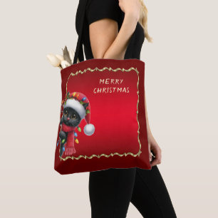 Bolsa Tote Banheira de Natal de Natal Black Cat
