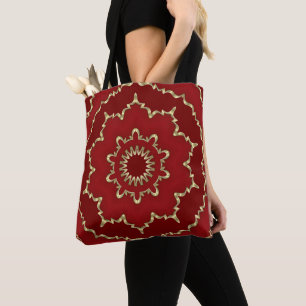Bolsa Tote Banheira de Natal Red Dourado Feriado Decorativo