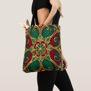 Bolsa Tote Banheira de Natal Vermelho Verde