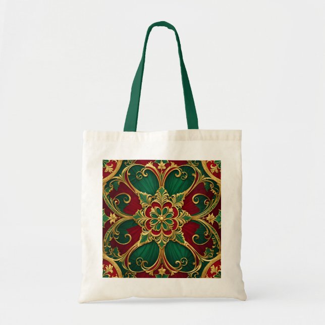 Bolsa Tote Banheira de Natal Vermelho Verde (Frente)