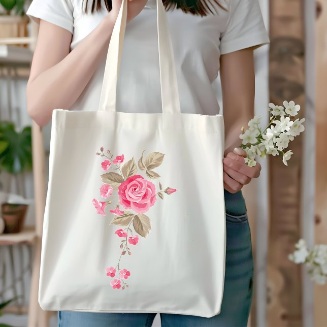 Bolsa Tote Banheira de Toques de Flor de Rosa de Jardim (Criador carregado)