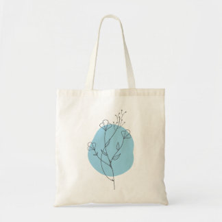 Bolsa Tote Banheira de Toques Minimalista Floral Azul