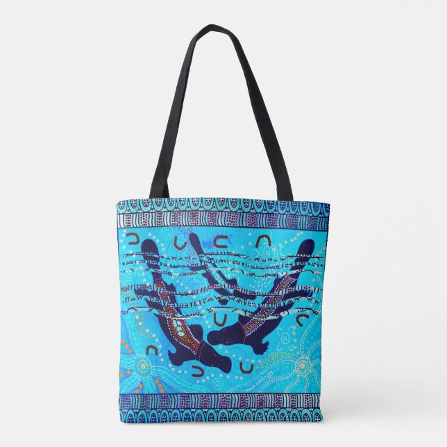 Bolsa Tote Banheira de Toques Original do Platypus Azul (Verso)