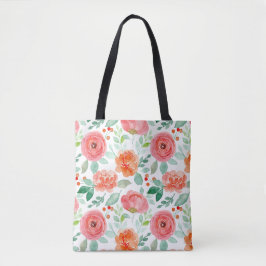 Bolsa Tote Banheira de Tota de Padrão Floral Cor-de-Rosa Lara
