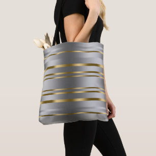 Bolsa Tote Banheira de Tota de Pata e Stripes Douradas