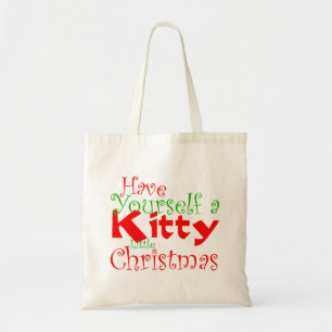 Bolsa Tote Banheira de Tote de Natal de gatinho