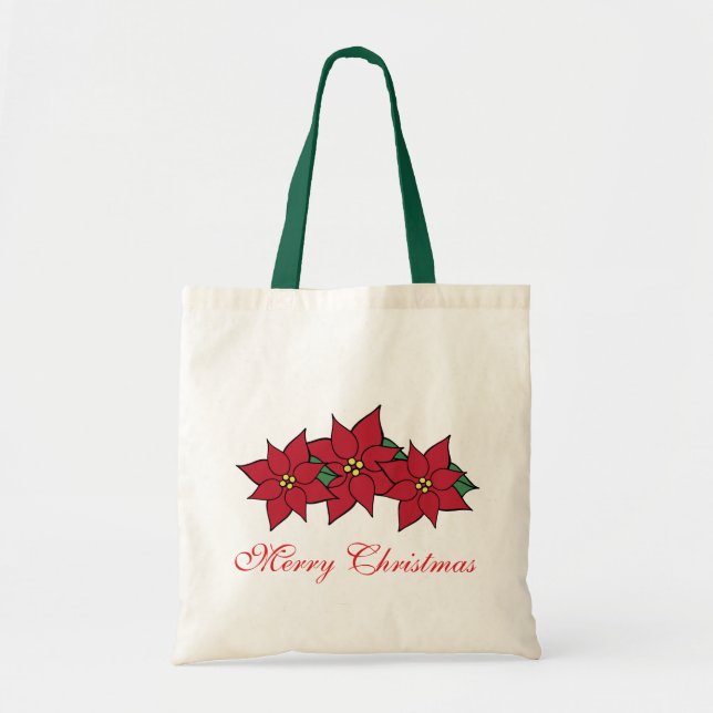 Bolsa Tote Banheira de Tote de Natal Poinsettias (Frente)