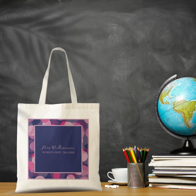 Bolsa Tote Banheira de Tote do Professor com Padrão de Abstra (Bright Modern Abstract Pattern Teacher's Tote Bag. Say thank you with this personalised gift.)