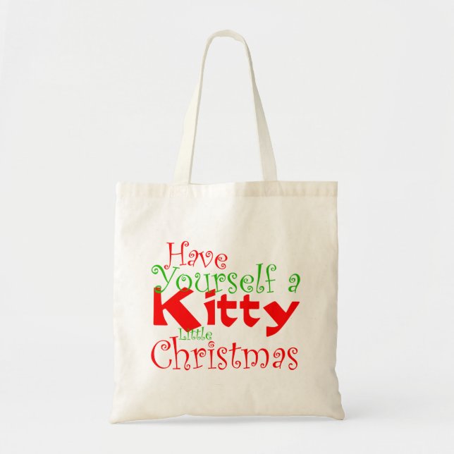 Bolsa Tote Banheira de Tote Feriado de Natal do gatinho (Frente)