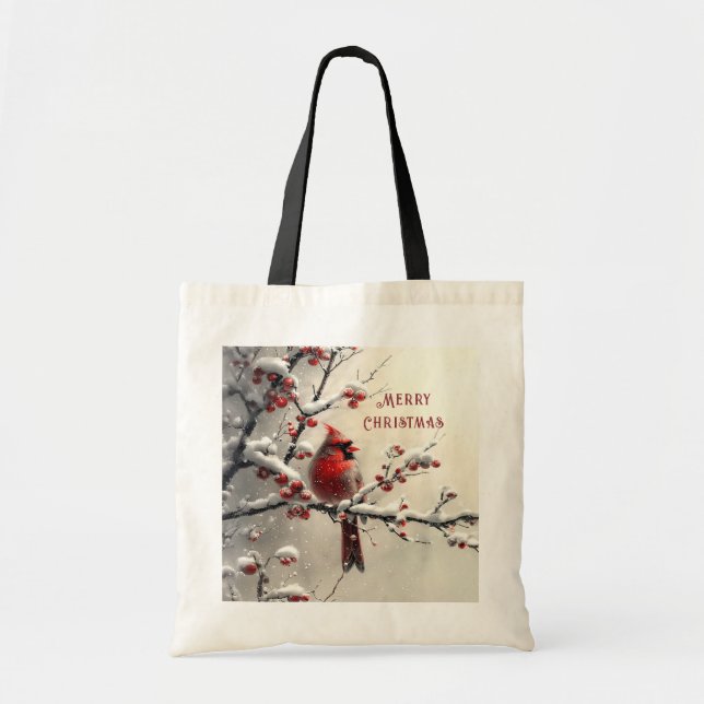 Bolsa Tote Banheira de Tote Natal Red Cardinal (Frente)