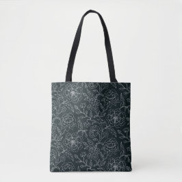 Bolsa Tote Banheira Floral Branca e Preta Elegante