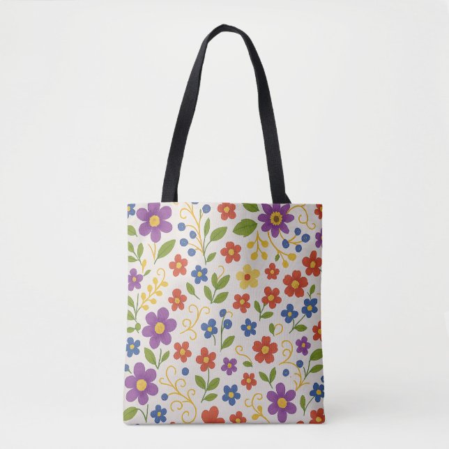 Bolsa Tote Banheira Floral Colorida (Frente)
