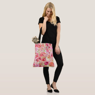 Bolsa Tote Banheira Floral de Toques Bonito de Aquarela