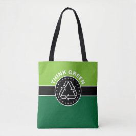 Bolsa Tote Banner preto e retângulo verde escuro + suas ideia