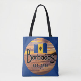 Bolsa Tote "Barbados Est. Sunset De 1966" Com Bandeira De Bar