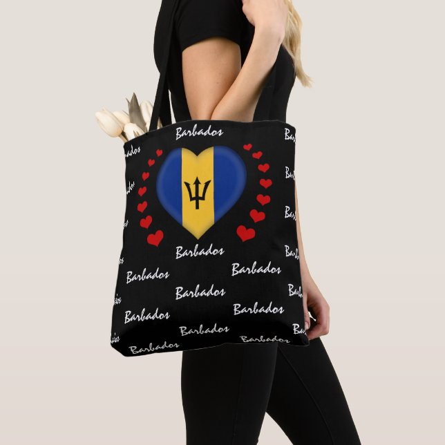 Bolsa Tote Barbados Flag & Heart Barbados Flag fashion /sport (Close Up)