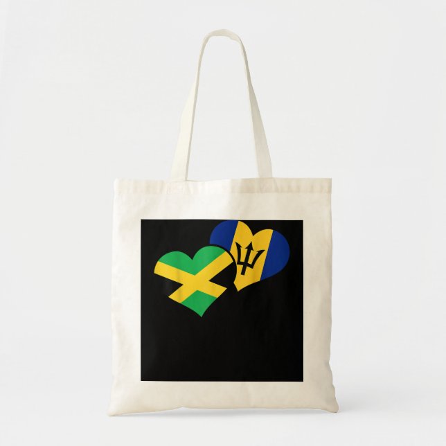 Bolsa Tote Barbados' Jamaica Hearts Bajan Jamaican Flag Pride (Frente)