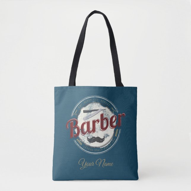 Bolsa Tote Barber Hair Hustler Hairdresser Retro Hairstylist (Frente)