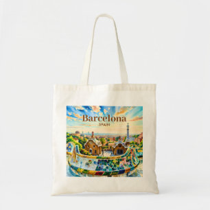 Bolsa Tote Barcelona Espanha Aquarela Personalizada Parque Gü