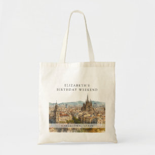 Bolsa Tote Barcelona Skyline Aquarela Aniversário Fim de Sema