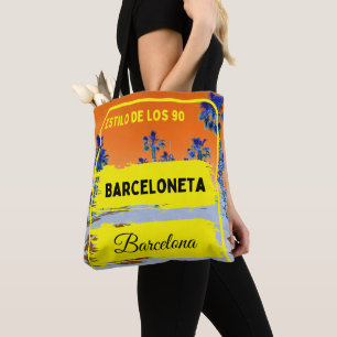 Bolsa Tote Barceloneta, saco de Barcelona - Laranja
