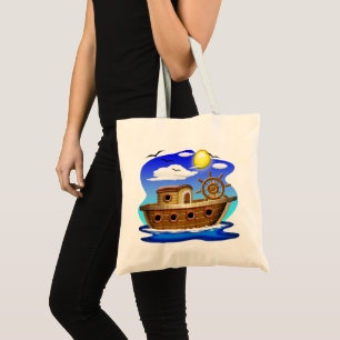 Bolsa Tote Barco de Pesca Cartoon