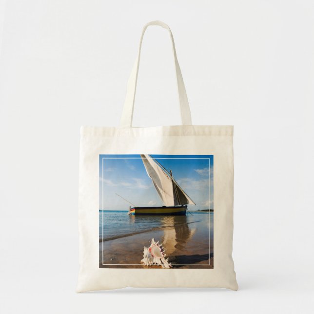 Bolsa Tote Barco de vela e Shell | Mozambique, alojamento de (Frente)