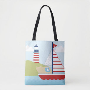 Bolsa Tote Barco e Farol de Velas Vermelhas