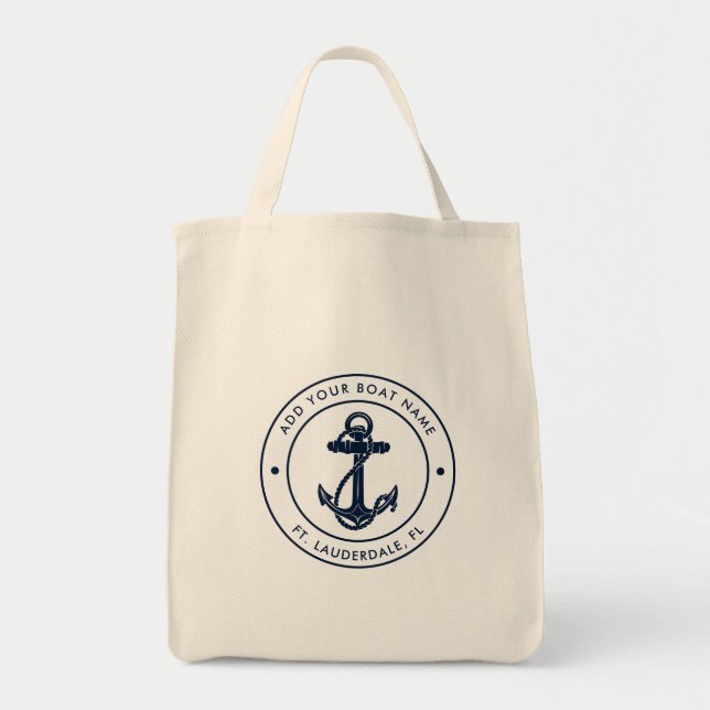 Bolsa Tote Barco Personalizado do Nome do Barco Anchor Náutic (Frente)
