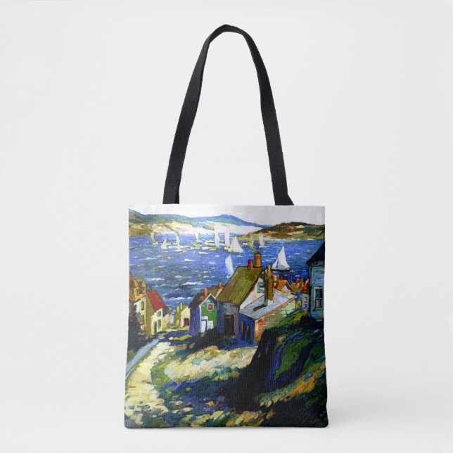 Bolsa Tote Barcos à vela pelo porto, pintura de arte (Frente)