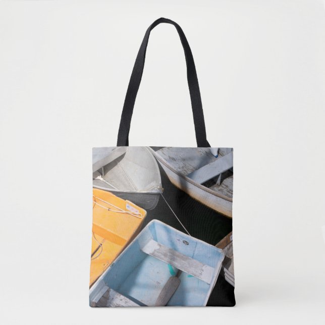 Bolsa Tote Barcos Coloridos na doca (Frente)