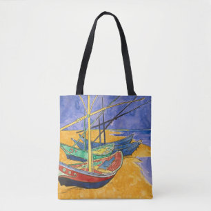 Bolsa Tote Barcos de Pesca na Praia por Vincent Van Gogh