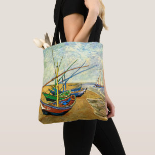 Bolsa Tote Barcos de pesca Van Gogh na praia em Saintes Marie