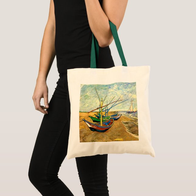 Bolsa Tote Barcos de pesca Van Gogh na praia em Saintes Marie (Frente (produto))