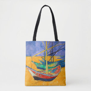 Bolsa Tote Barcos de Van Gogh Impressionismo Praia