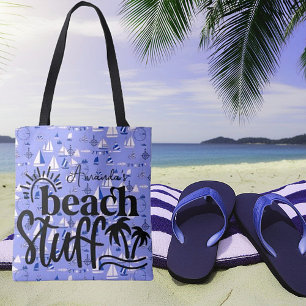 Bolsa Tote Barcos personalizados "Coisas da praia" 