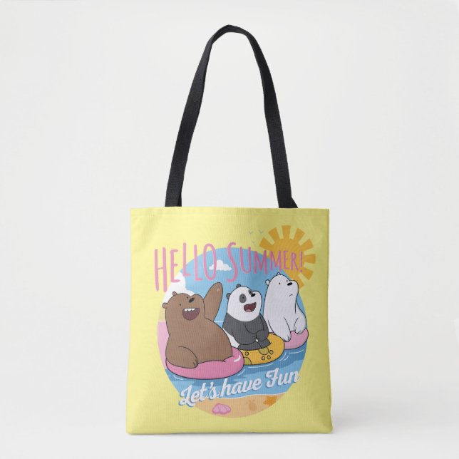 Bolsa Tote Bare Bears - Olá Summer! Vamos se divirta (Frente)