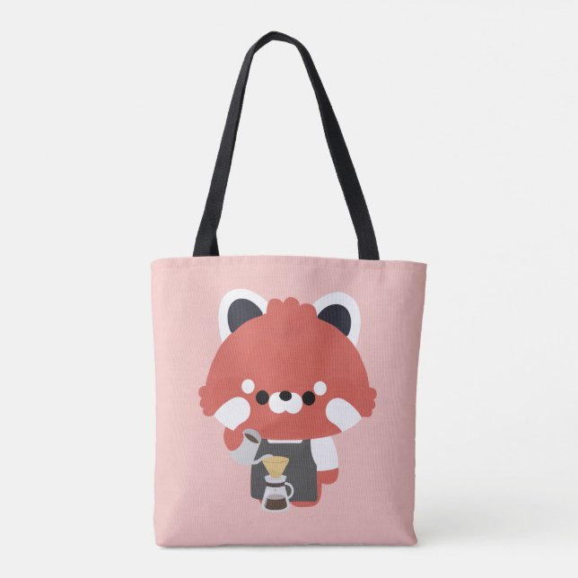 Bolsa Tote Barista Panda Vermelho Fofo (Verso)