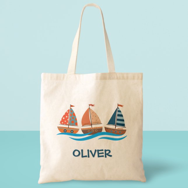 Bolsa Tote Barquinhos Náuticos Fofos (Criador carregado)