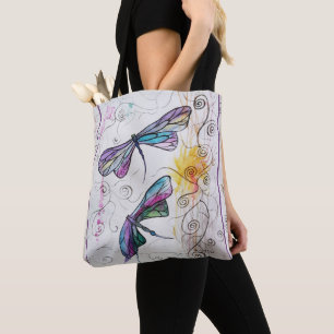 Bolsa Tote Barra de Dragonflies de Aquarela