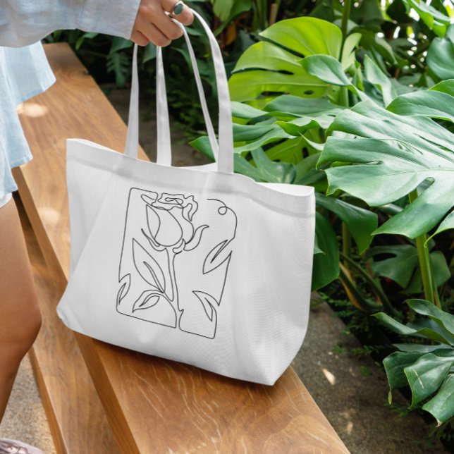 Bolsa Tote Barra de ferramentas de Rosa de linha contínua (Criador carregado)
