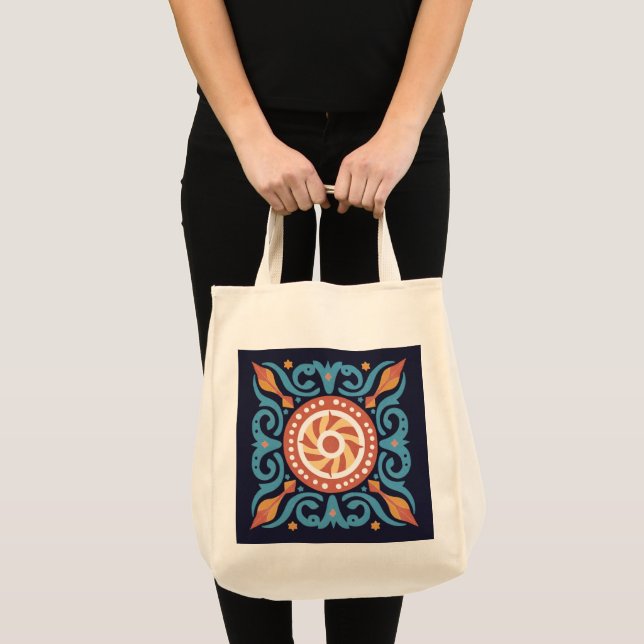 Bolsa Tote Barra de ferramentas do Azulejo Boho (Frente (produto))