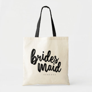 Bolsa Tote Barra de ferramentas do script preto Bridesmaid -