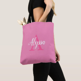Bolsa Tote Barra de Ferramentas Monograma de Script Branco Co